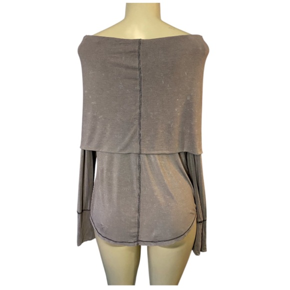 We The Free Foldover Edge Off The Shoulder Faded Mauve Blouse Size Large - Picture 5 of 8